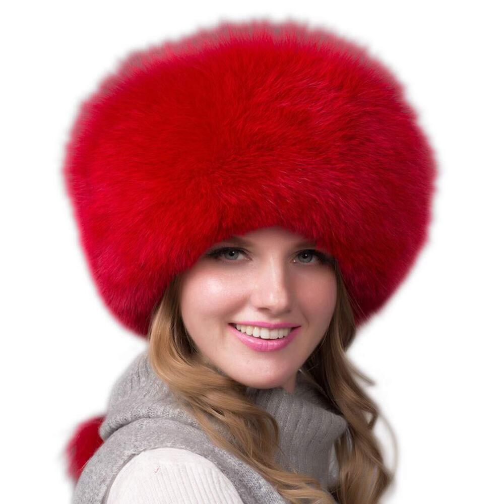 2981 Winter Warm Fox Fur Hat Cossack Russian Style Hat Caps with Stretch